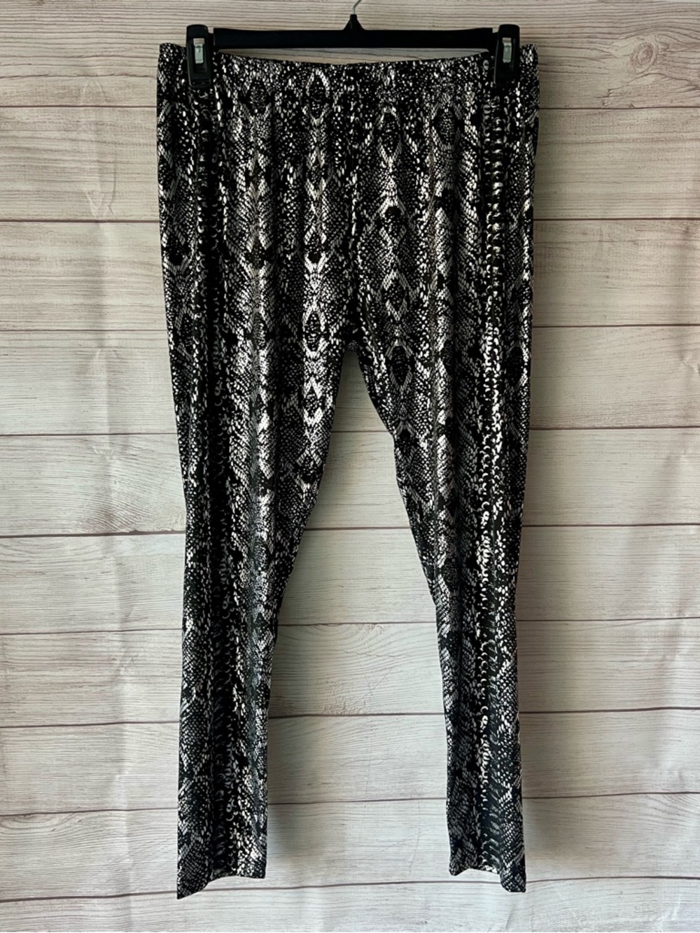 Black & Silver Foil Snake Print Leggings